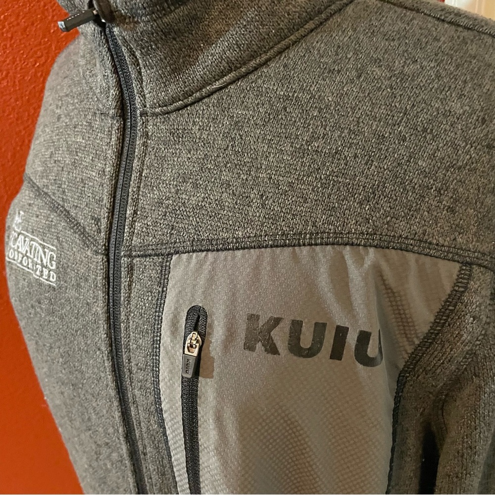 Kuiu Men’s Base Camp Full Zip Pullover Cowl‎ Gray Heather Fleece Sweater - Picture 3 of 5